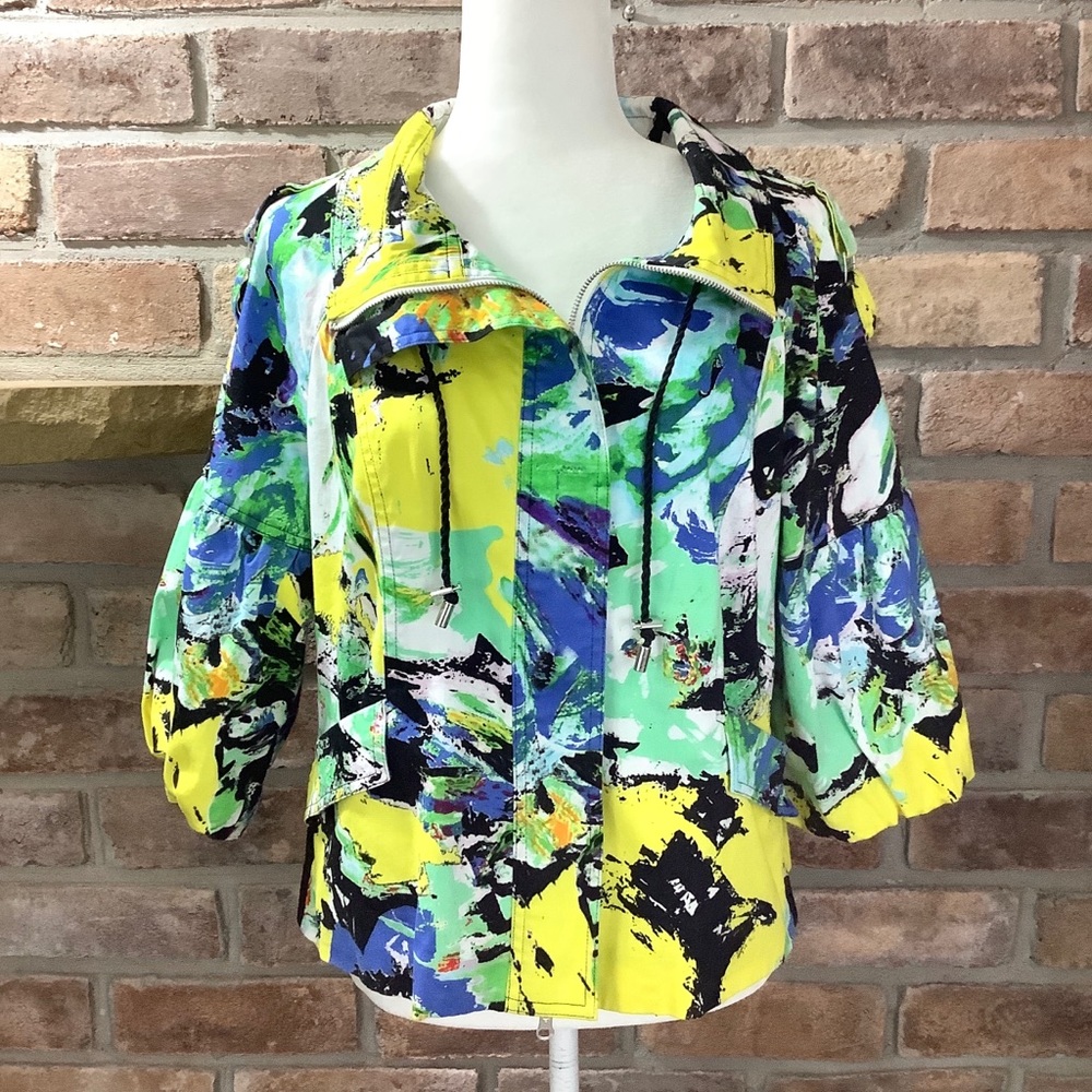 JUST B Colorful 3/4 Puff Sleeve Jacket